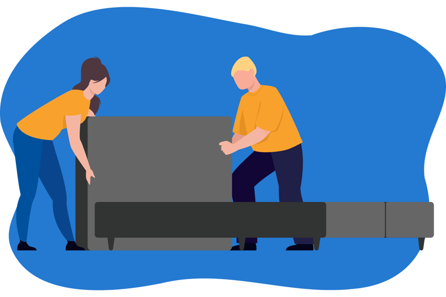 Duas pessoas em processo de montagem de cama IKEA